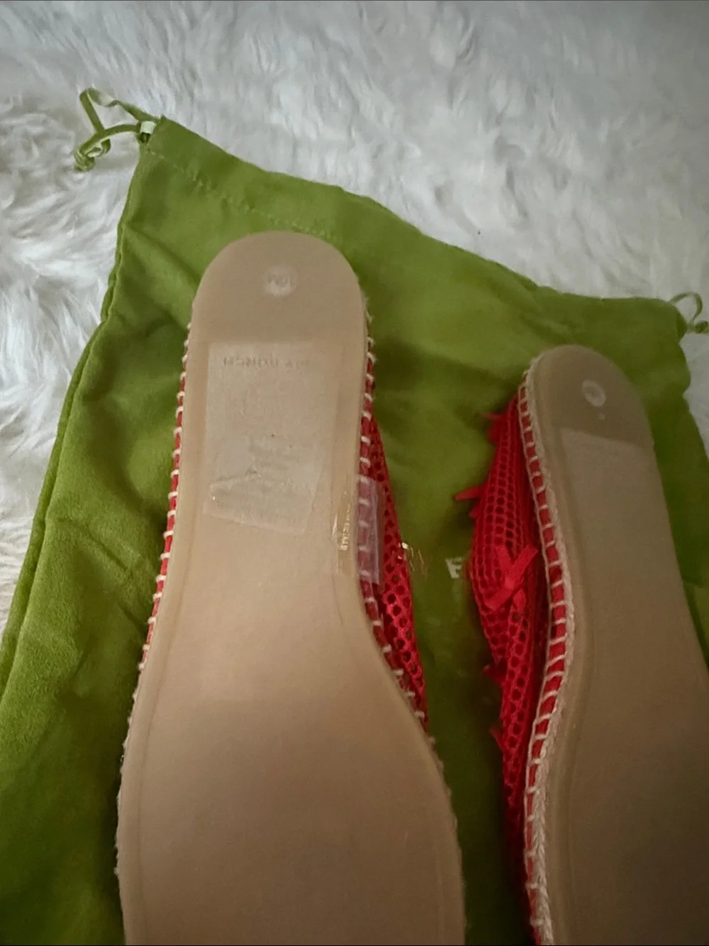 Tory Burch Red Mesh Mini Bow Espadrille Flats Size 10 New with bag and box